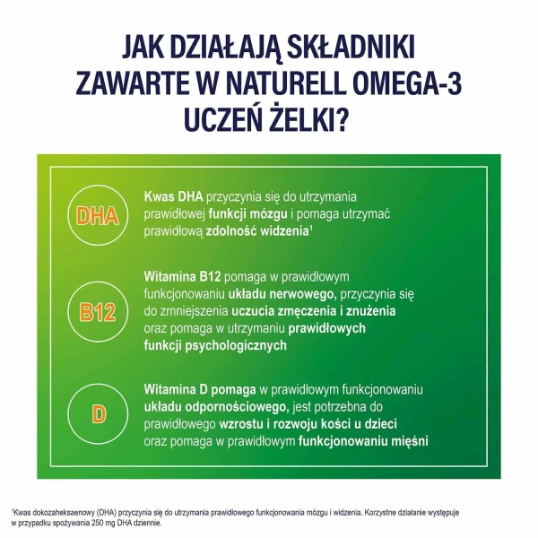 Naturell Omega-3 Uczeń, żelki, od 3 lat, 27 sztuk