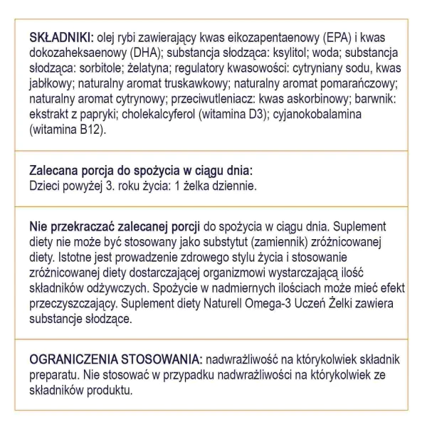 Naturell Omega-3 Uczeń, żelki, od 3 lat, 27 sztuk