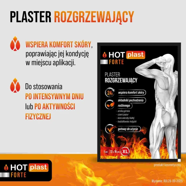 Hot Plast Forte, plaster rozgrzewający, rozmiar XL, 12 cm x 18 cm, 1 sztuka
