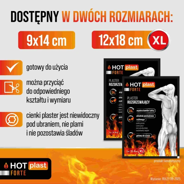 Hot Plast Forte, plaster rozgrzewający, rozmiar XL, 12 cm x 18 cm, 1 sztuka