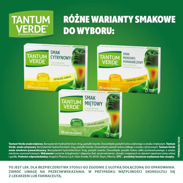 Tantum Verde 3 mg, smak miętowy, 30 pastylek twardych