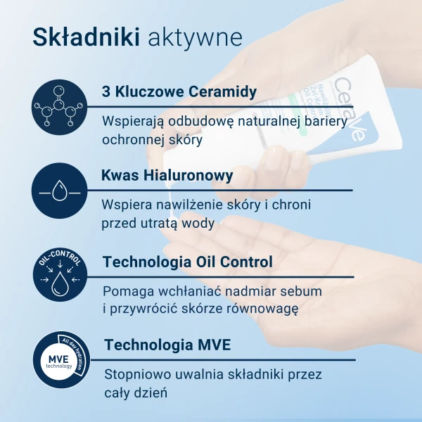 CeraVe Oil Control, nawilżający żel-krem, skóra mieszana i tłusta, 52 ml