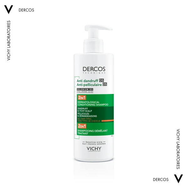 Vichy Dercos Anti Dandruff DS, szampon przeciwłupieżowy z odżywką 2w1, 390 ml