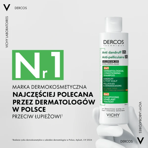 Vichy Dercos Anti Dandruff DS, szampon przeciwłupieżowy z odżywką 2w1, 200 ml