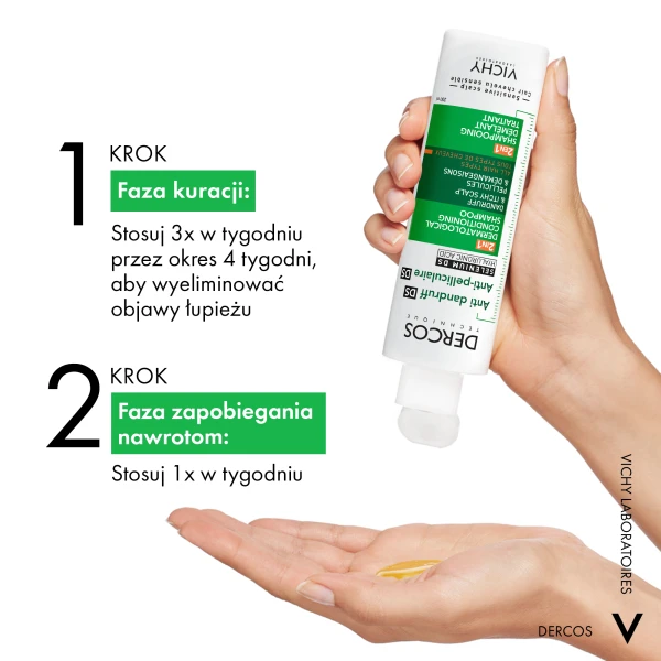 Vichy Dercos Anti Dandruff DS, szampon przeciwłupieżowy z odżywką 2w1, 200 ml