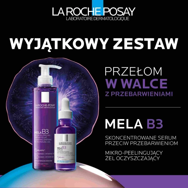 La Roche-Posay Mela B3, żel mikropeelingujący do twarzy, 200 ml + serum przeciw przebarwieniom, 30 ml