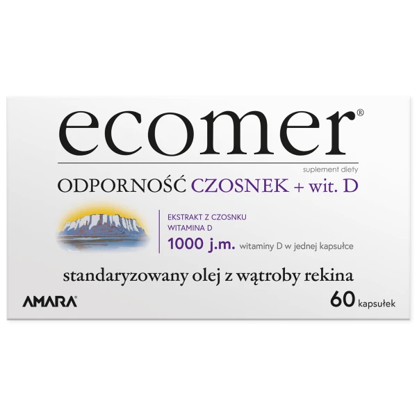 Ecomer Odporność Czosnek + wit. D3, 60 kapsułek