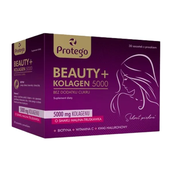 Protego Beauty + Kolagen 5000, Smak malinowo-truskawkowy, 30 saszetek