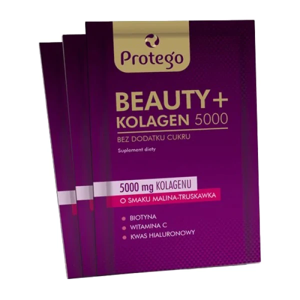 Protego Beauty + Kolagen 5000, Smak malinowo-truskawkowy, 30 saszetek