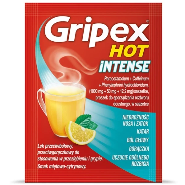 Gripex Hot Intense 1 g + 50 mg + 12,2 mg, 12 saszetek