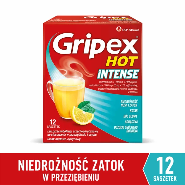 Gripex Hot Intense 1 g + 50 mg + 12,2 mg, 12 saszetek