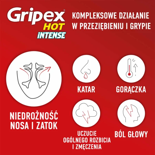 Gripex Hot Intense 1 g + 50 mg + 12,2 mg, 12 saszetek