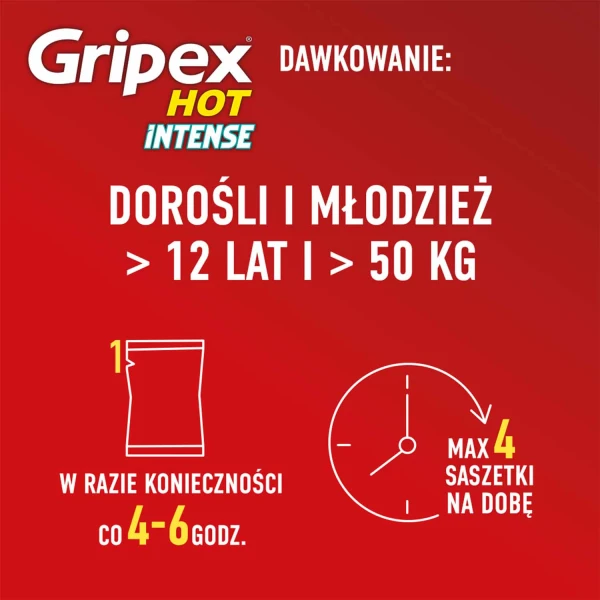 Gripex Hot Intense 1 g + 50 mg + 12,2 mg, 12 saszetek