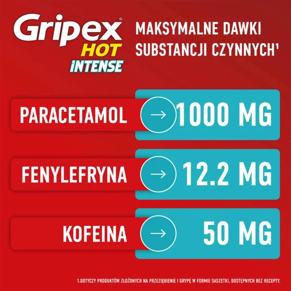 Gripex Hot Intense 1 g + 50 mg + 12,2 mg, 12 saszetek