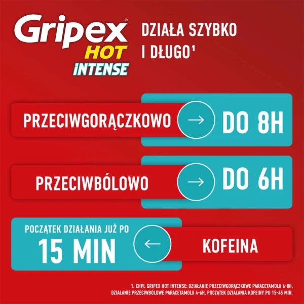 Gripex Hot Intense 1 g + 50 mg + 12,2 mg, 12 saszetek
