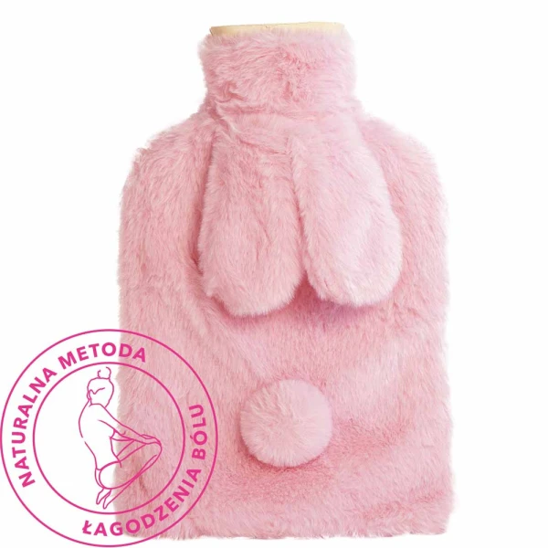  Pink Termofor 2l, różowy w kształcie króliczka z pokrowcem, 1 sztuka
