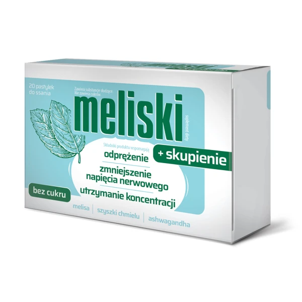 Meliski + Skupienie, 20 pastylek do ssania