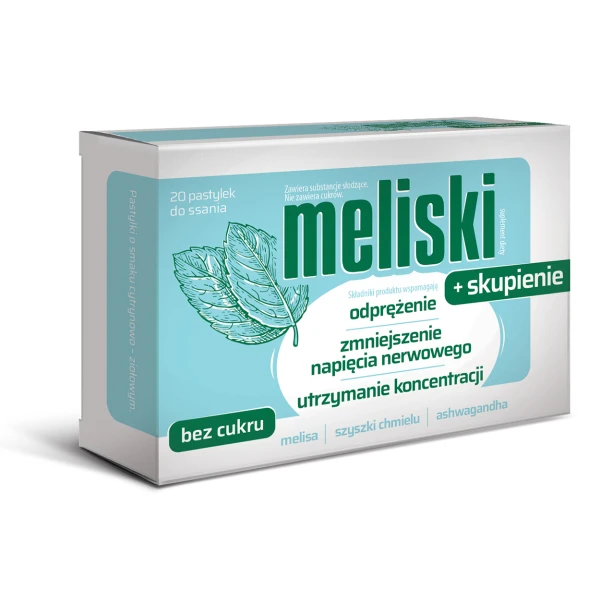Meliski + Skupienie, 20 pastylek do ssania