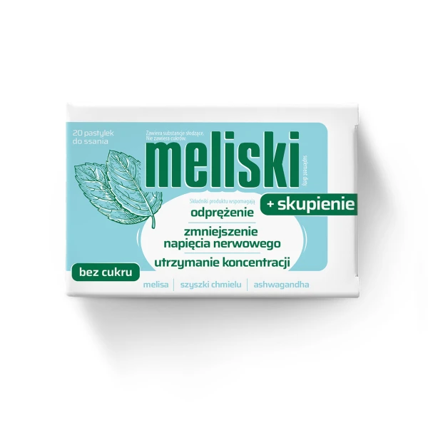 Meliski + Skupienie, 20 pastylek do ssania