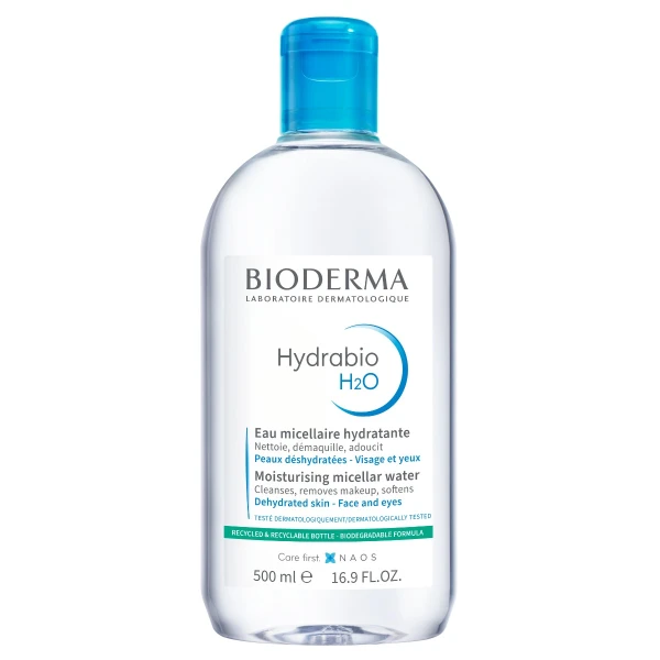 Zestaw Bioderma Hydrabio, Hyalu+, serum, 30 ml + H2O, płyn micelarny, 500 ml + glov, płatki kosmetyczne, 3 sztuki