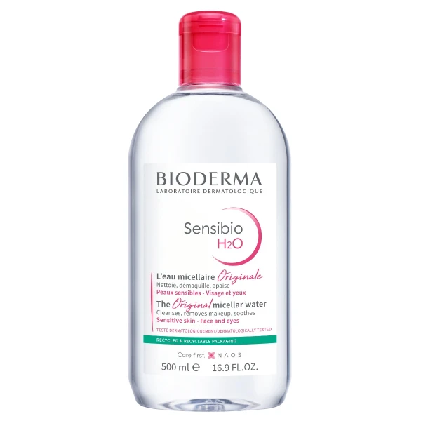 Zestaw Bioderma Sensibio, Defensive, serum, 30 ml + H2O, płyn micelarny, 500 ml + płatki kosmetyczne, 3 sztuki