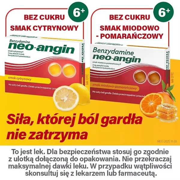 Benzydamine neo-angin 3 mg, smak cytrynowy, 20 pastylek twardych