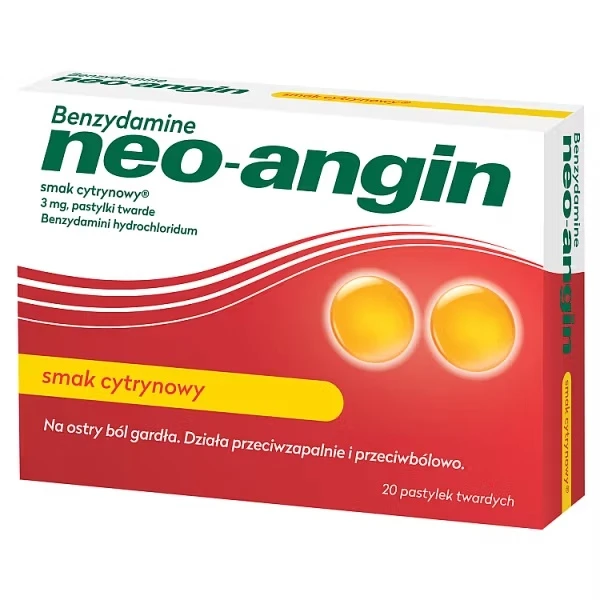 Benzydamine neo-angin 3 mg, smak cytrynowy, 20 pastylek twardych