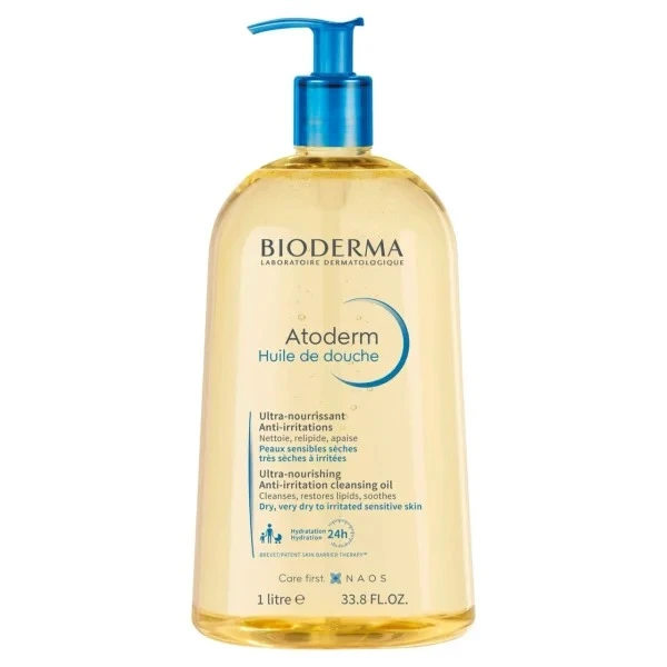 Zestaw Bioderma Atoderm, kojący balsam emolientowy, 500 ml + ultra-odżywczy olejek pod prysznic 1000 ml