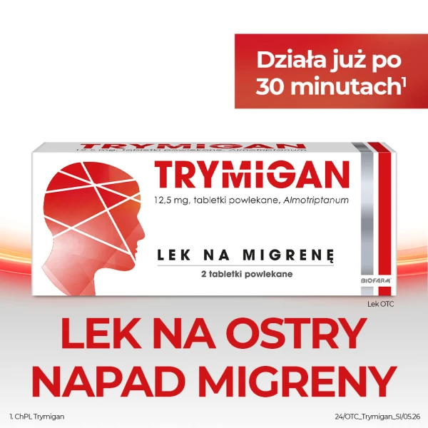 Trymigan 12,5 mg, na migrenę, 2 tabletki powlekane