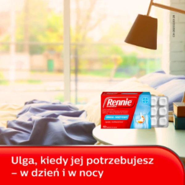 Rennie Antacidum 680 mg + 80 mg, smak miętowy, 60 tabletek do ssania