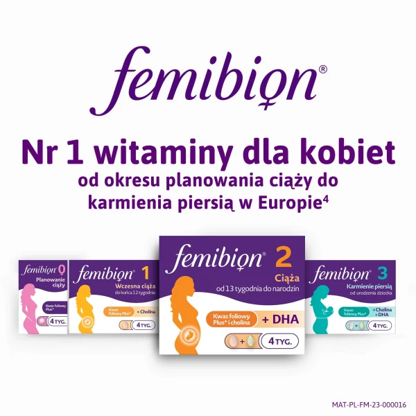Femibion 2 Ciąża od 13 do 40 tygodnia, Kwas Foliowy Plus, 28 tabletek + 28 kapsułek