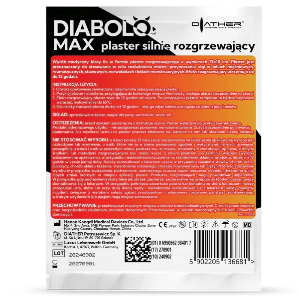Diabolo Max, plaster silnie rozgrzewający, 1 sztuka