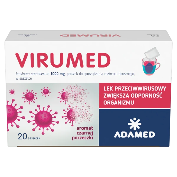 Virumed 1000 mg, proszek do sporządzania roztworu doustnego, aromat czarnej poprzeczki, 20 saszetek