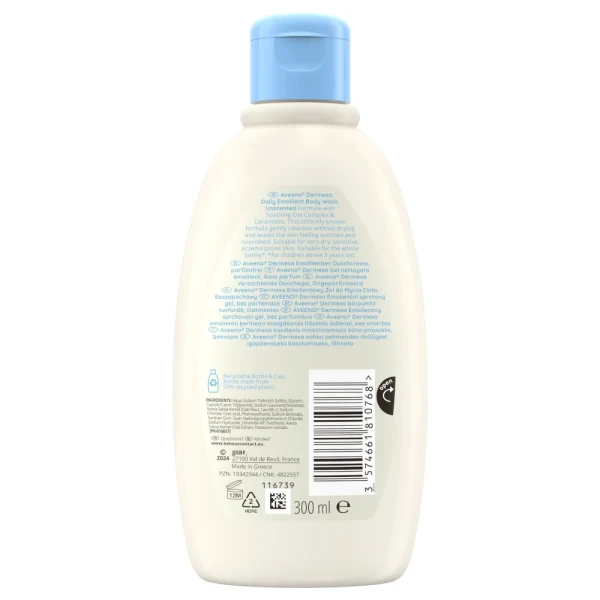 Aveeno Dermexa, żel emolientowy do mycia ciała, do swędzącej skóry, 300 ml