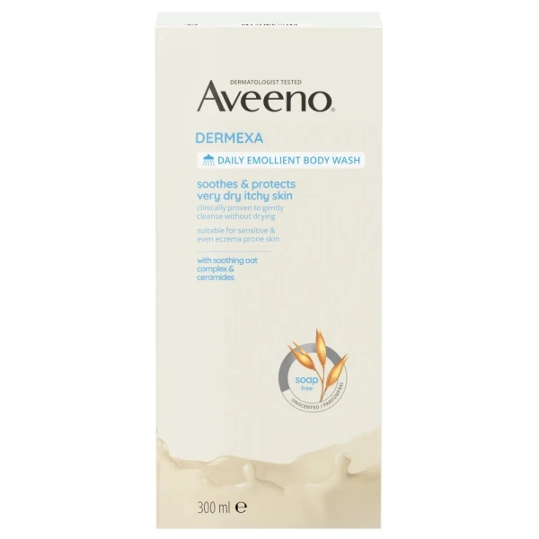 Aveeno Dermexa, żel emolientowy do mycia ciała, do swędzącej skóry, 300 ml