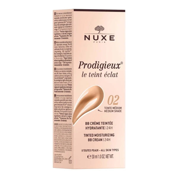 Nuxe Prodigieux, nawilżający krem BB, odcień średni 02, 30 ml