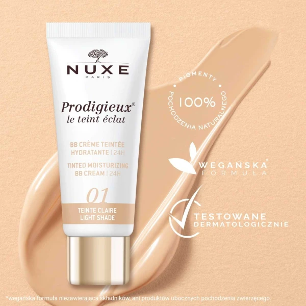 Nuxe Prodigieux, nawilżający krem BB, odcień jasny 01, 30 ml