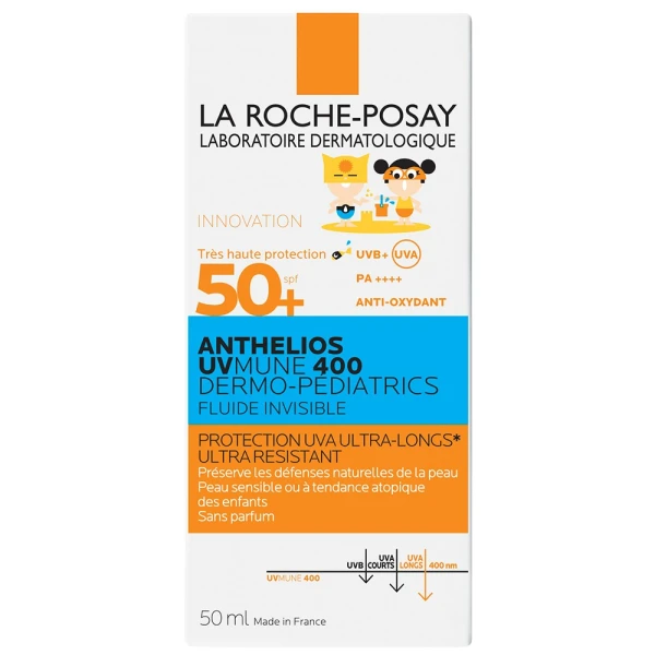La Roche-Posay Anthelios UVMune 400 Dermo-Pediatrics, fluid ochronny do twarzy dla dzieci, SPF 50+, 50 ml