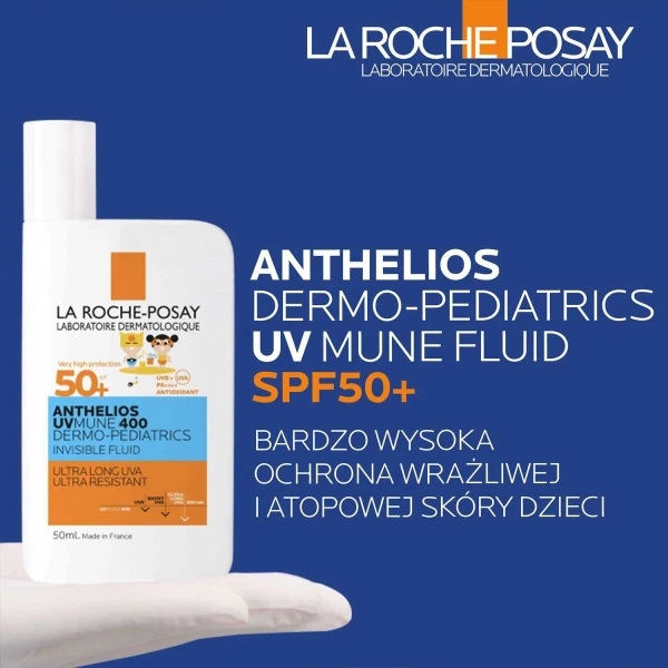 La Roche-Posay Anthelios UVMune 400 Dermo-Pediatrics, fluid ochronny do twarzy dla dzieci, SPF 50+, 50 ml