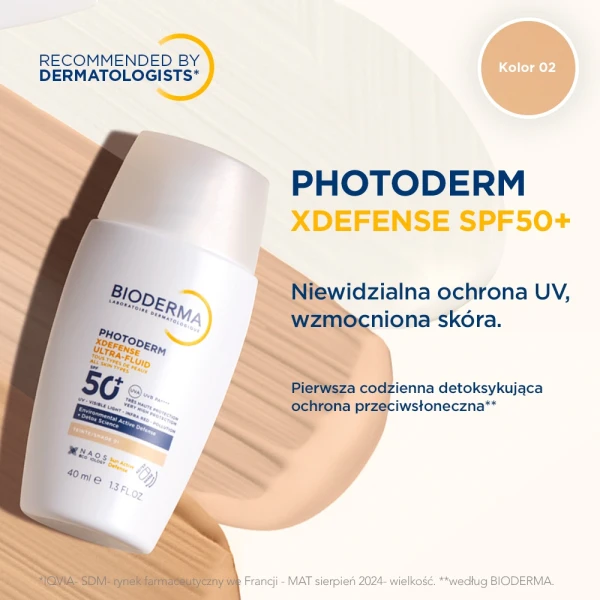 Bioderma Photoderm XDefense, ultralekki fluid o działaniu detoksykującym, kolor 02, SPF 50+, 40 ml