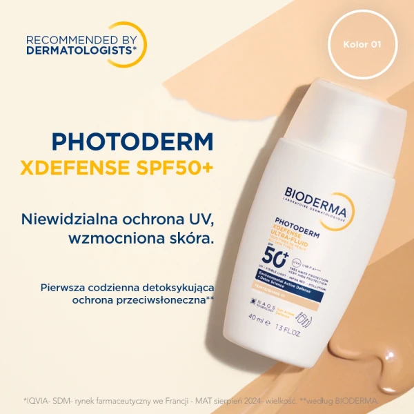 Bioderma Photoderm XDefense, ultralekki fluid o działaniu detoksykującym, kolor 01, SPF 50+, 40 ml