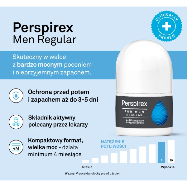Perspirex Men Regular, antyperspirant roll-on, 20 ml