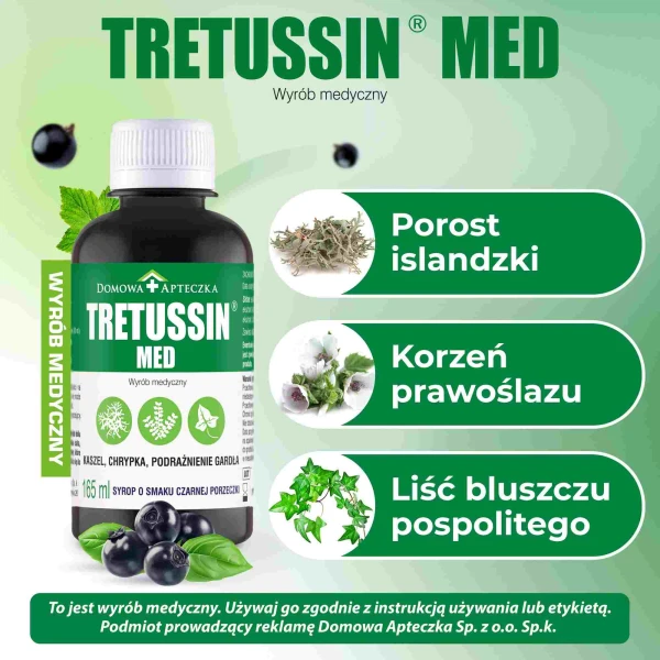 Tretussin Med, syrop, smak czarnej porzeczki, 165 ml
