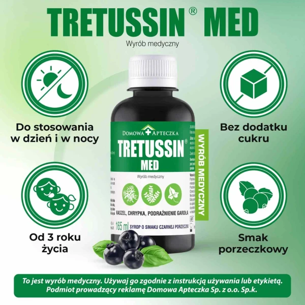 Tretussin Med, syrop, smak czarnej porzeczki, 165 ml