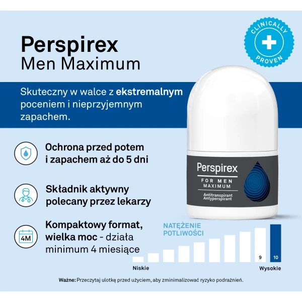 Perspirex Men Maximum, antyperspirant roll-on, 20 ml