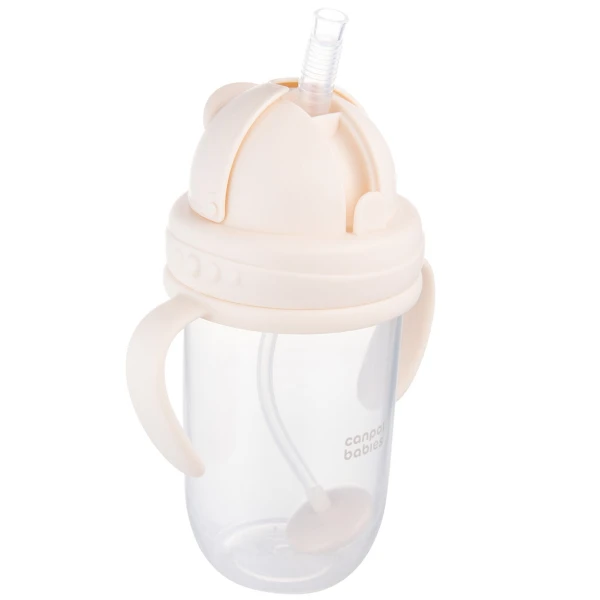 Canpol Babies, kubek niekapek z rurką i odważnikiem, kremowy, od 6 miesiąca, 270 ml