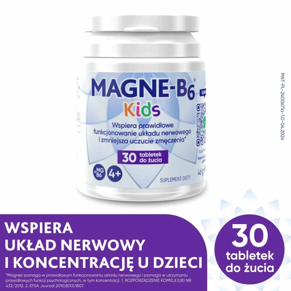 Magne B6 Kids, od 4 lat, smak arbuzowy, 30 tabletek do żucia