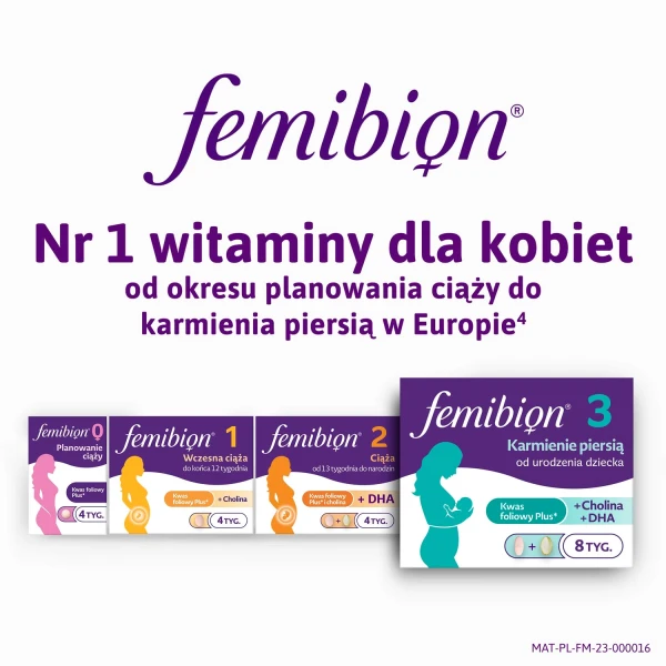 Femibion 3 Karmienie Piersią, Cholina, DHA, Kwas Foliowy Plus, 56 tabletek + 56 kapsułek