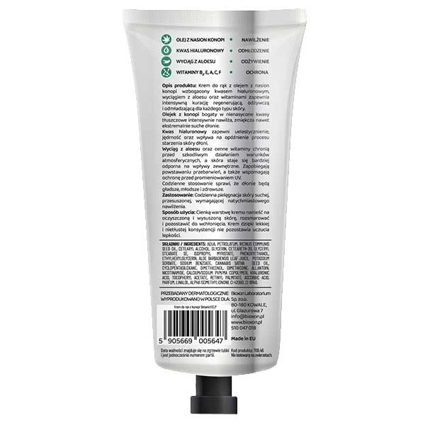 Botanic Help, nawilżająco-odżywczy krem do rąk z olejem konopnym, 100 ml