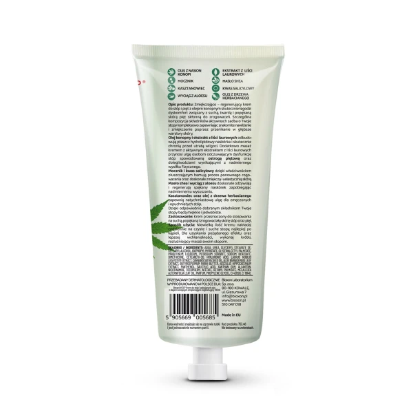 Botanic Help, zmiękczająco-regenerujący krem do stóp z olejem konopnym, 100 ml